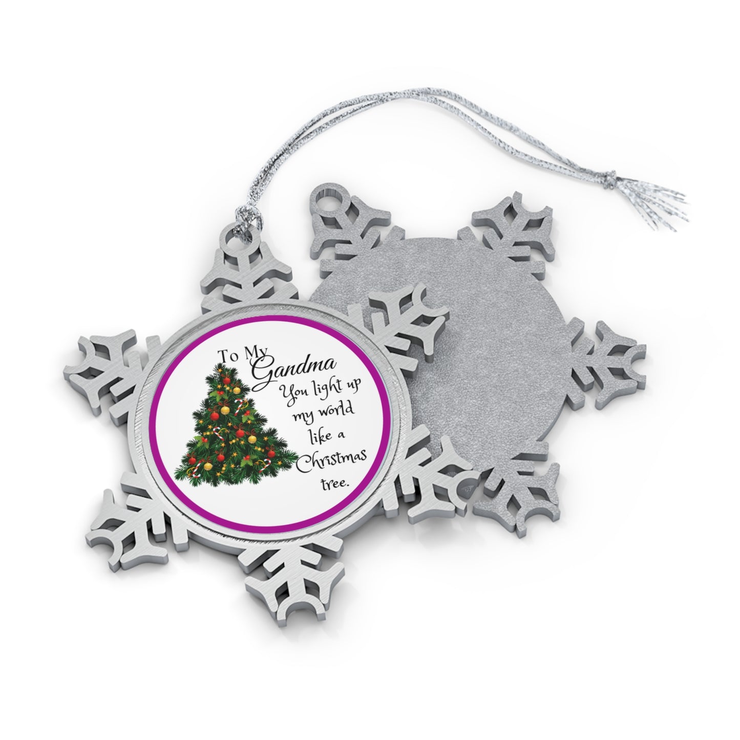 To My Grandma Pewter Snowflake Ornament