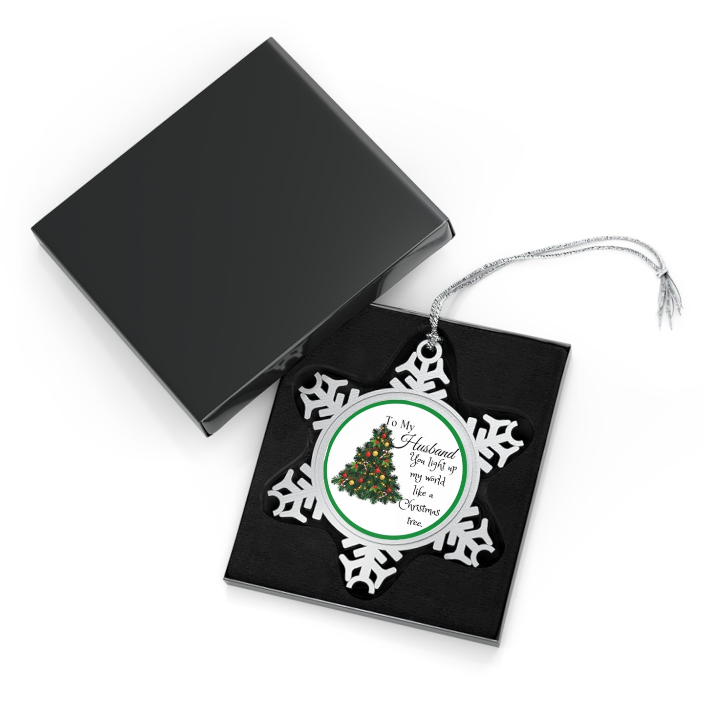 To My Husband Green Pewter Snowflake Ornament