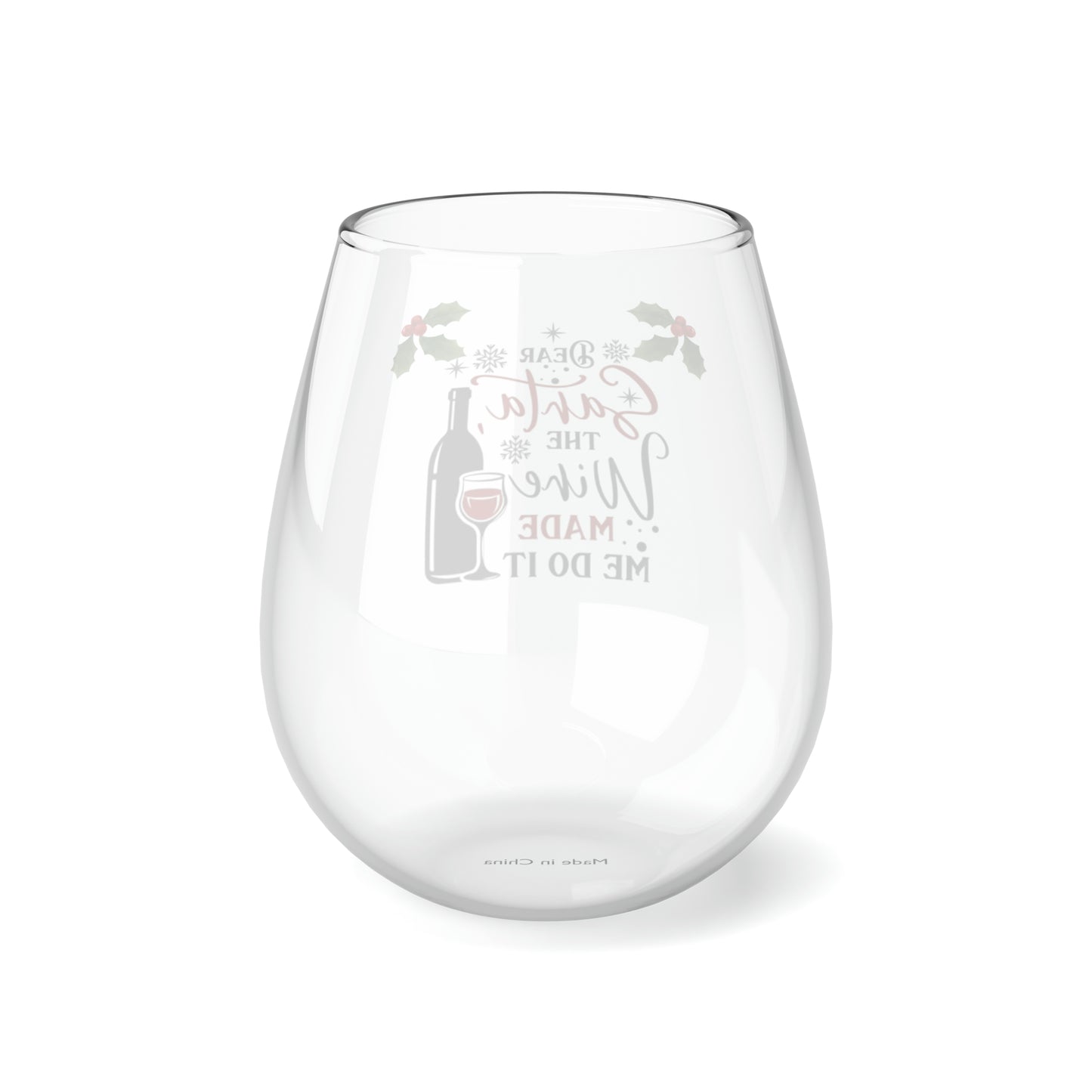 Dear Santa The Wine Stemless Wine Glass, 11.75oz (A-2)