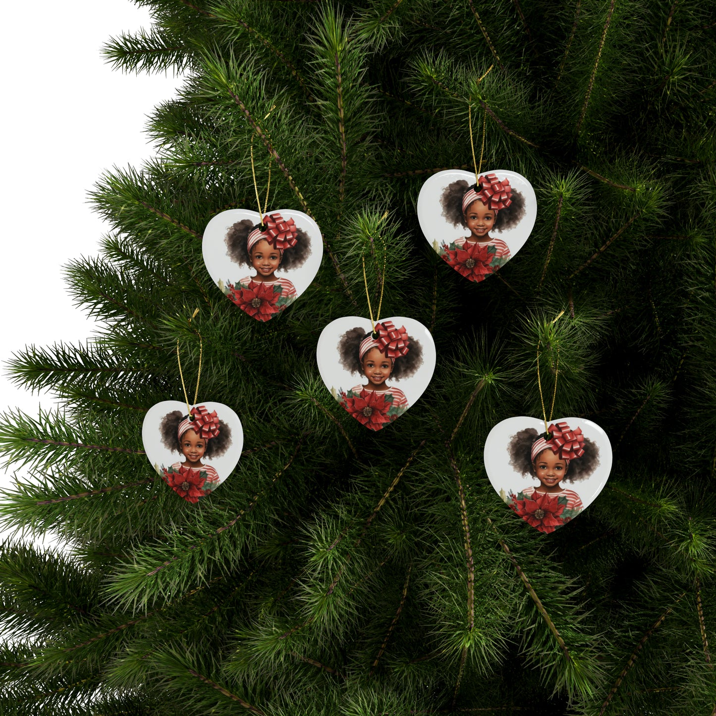 Lil Miss Poinsettia Ceramic Ornaments (1pcs, 5pcs, 10pcs, 20pcs)