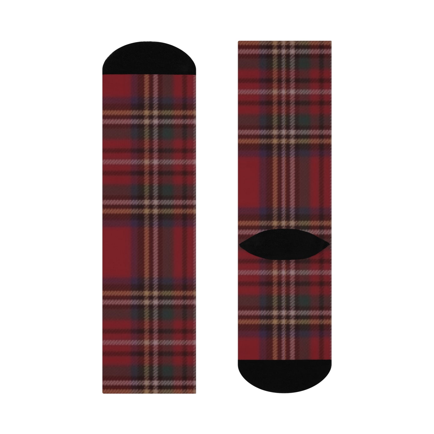 Red Plaid Cushioned Crew Socks