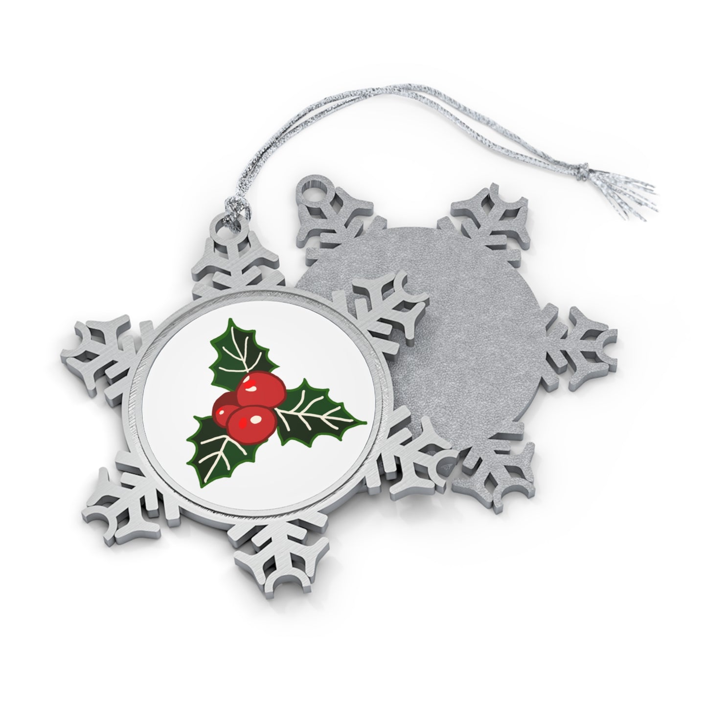 Mistletoe Pewter Snowflake Ornament