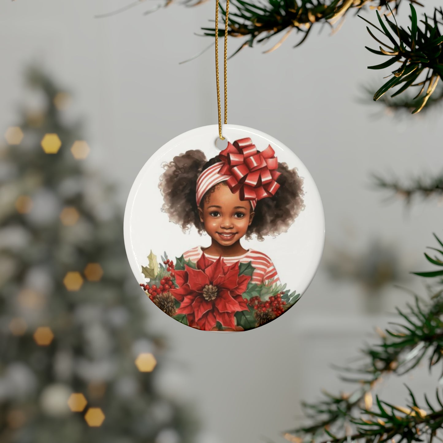 Lil Miss Poinsettia Ceramic Ornaments (1pcs, 5pcs, 10pcs, 20pcs)