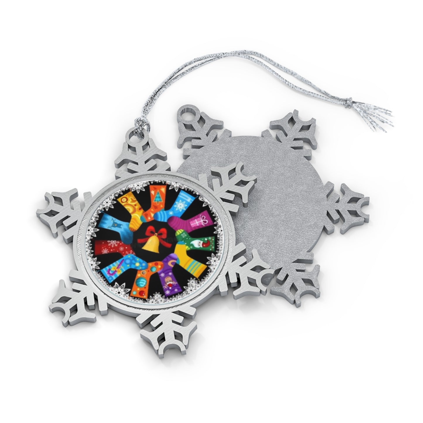 Christmas Stockings Pewter Snowflake Ornament