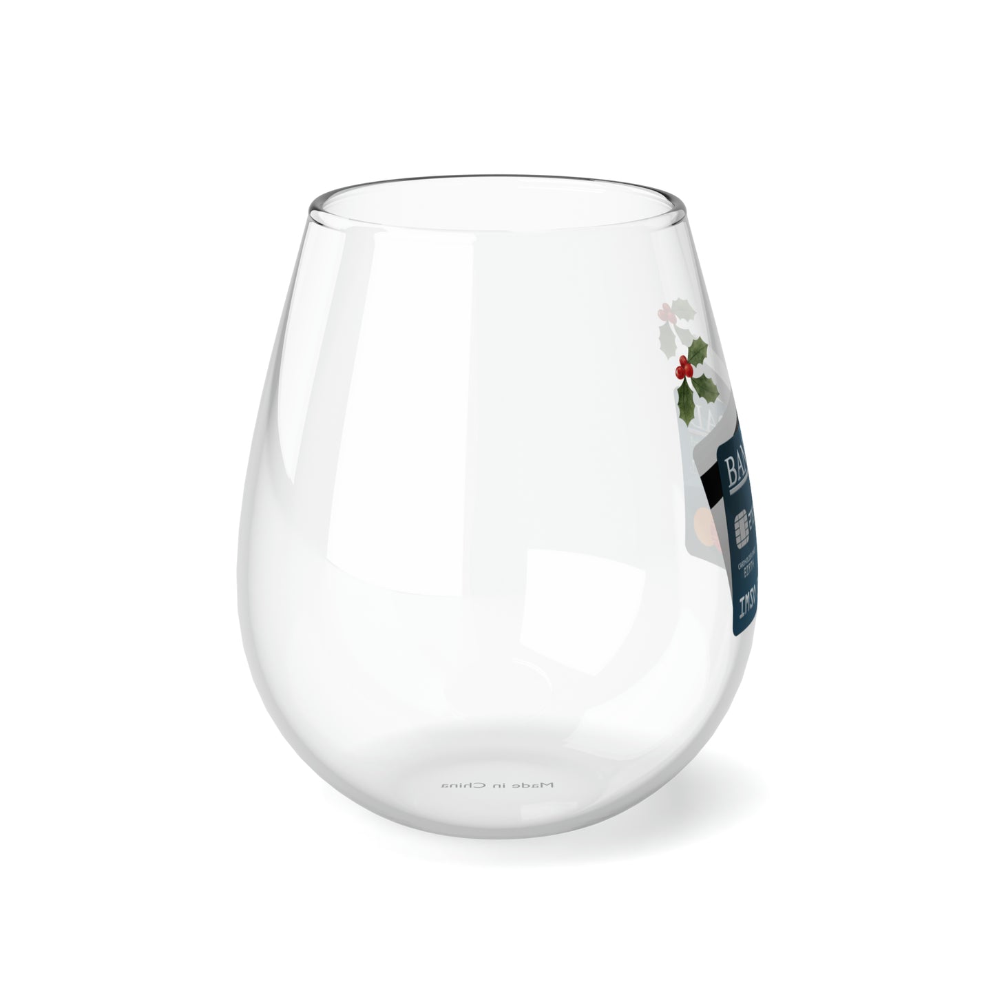 Bank of Dad Stemless Wine Glass, 11.75oz (Chr)