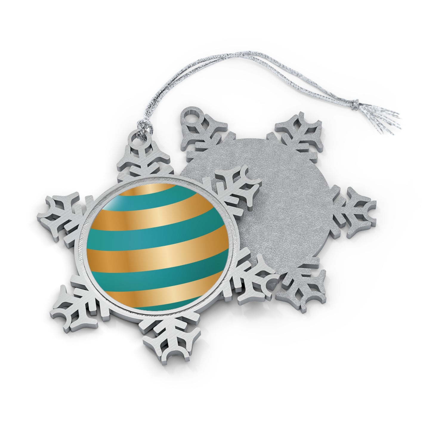 Sea Moss Stripes Pewter Snowflake Ornament