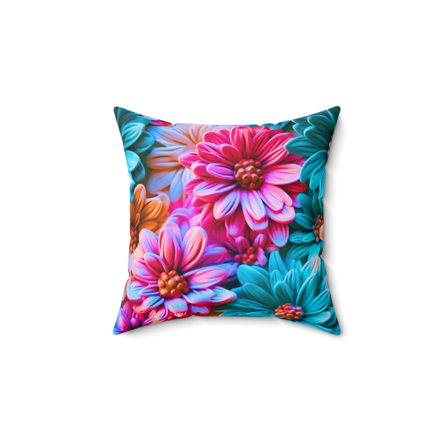 Flowers Spun Polyester Square Pillow