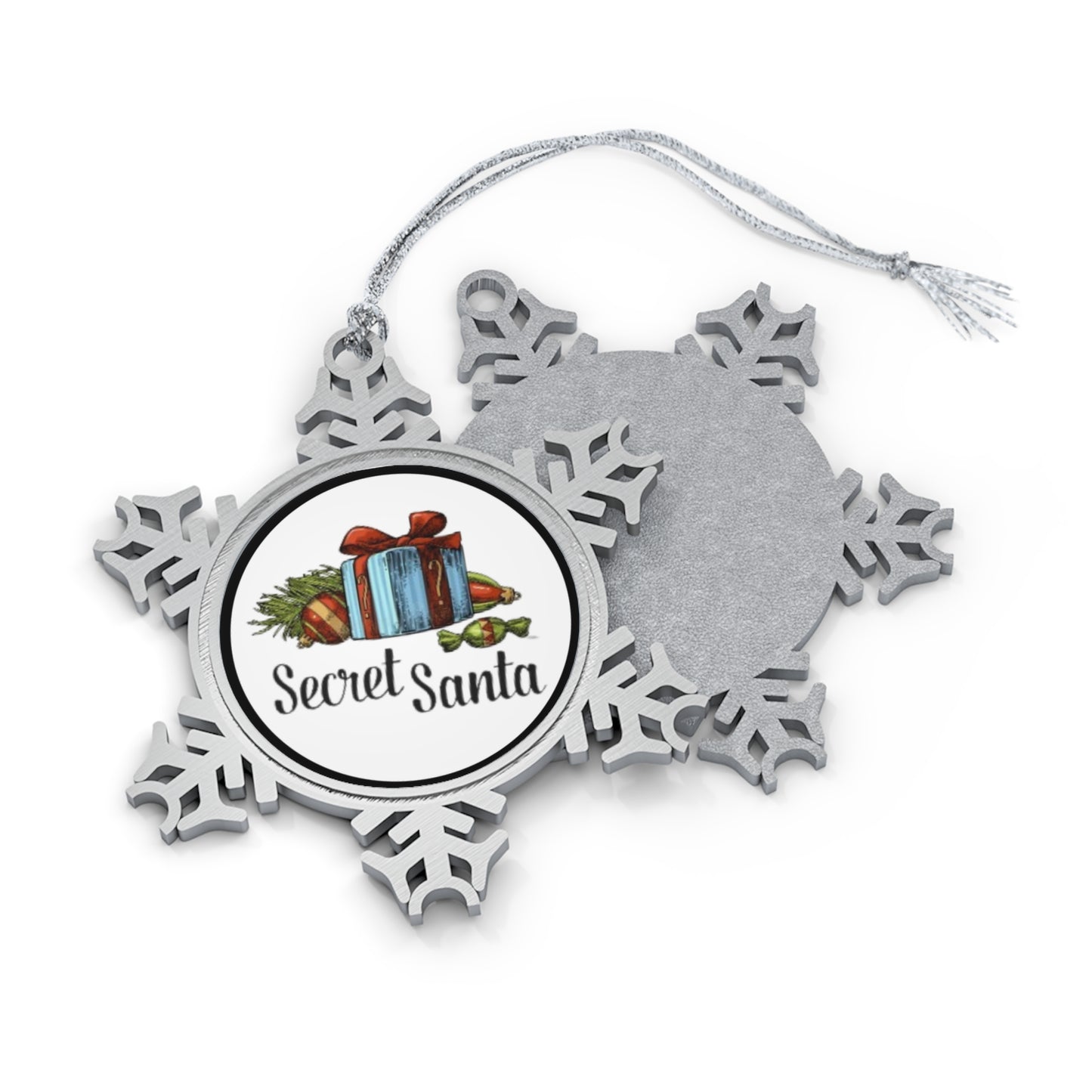 Secret Santa Pewter Snowflake Ornament