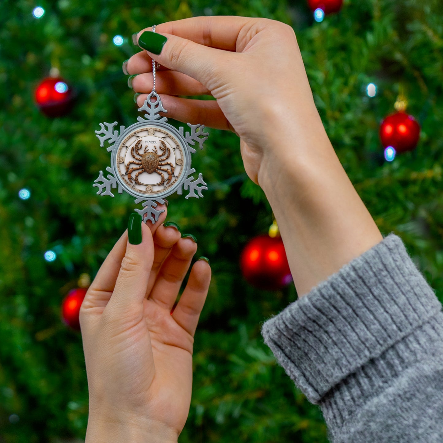 Cancer Pewter Snowflake Ornament