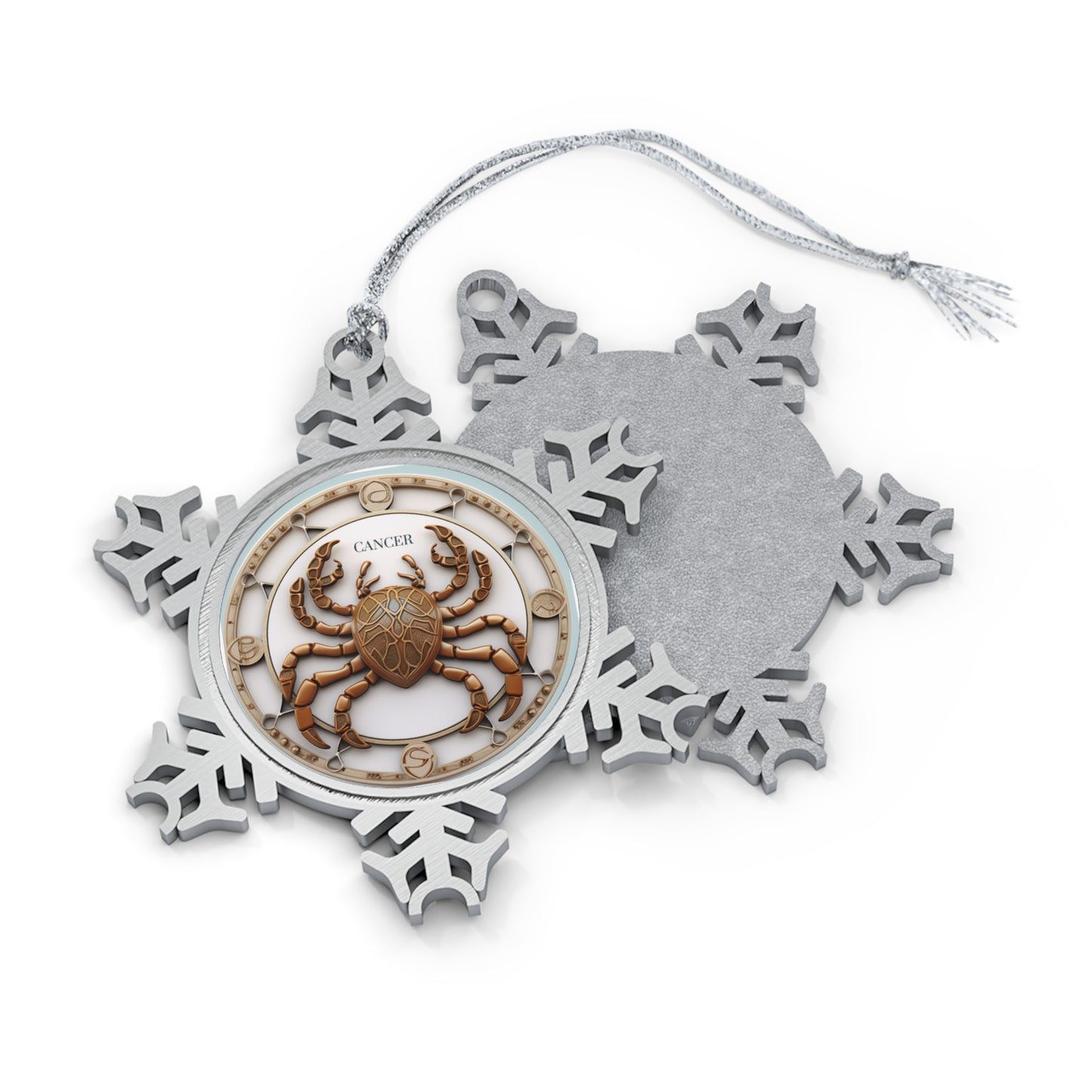 Cancer Pewter Snowflake Ornament