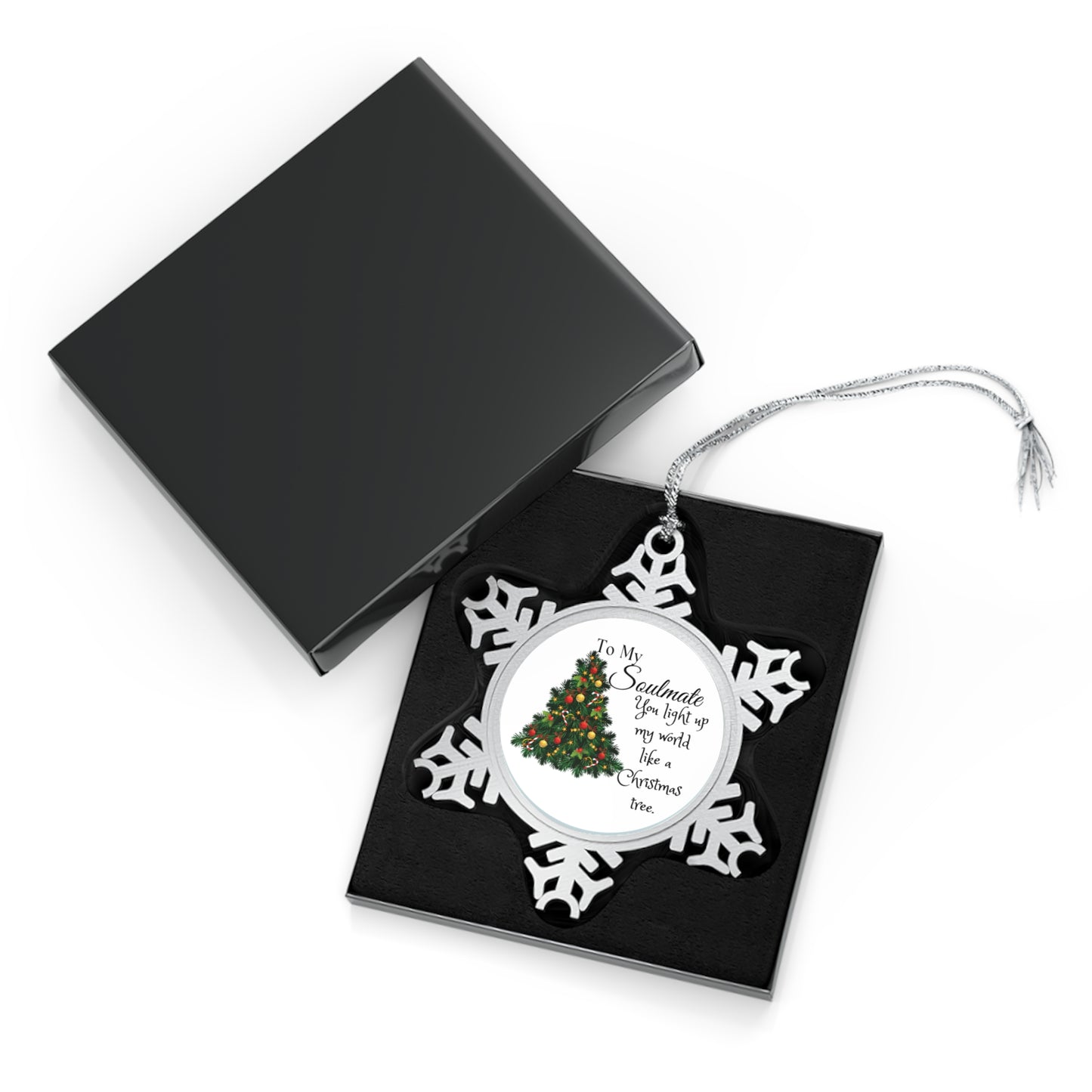 To My Soulmate Natural Pewter Snowflake Ornament