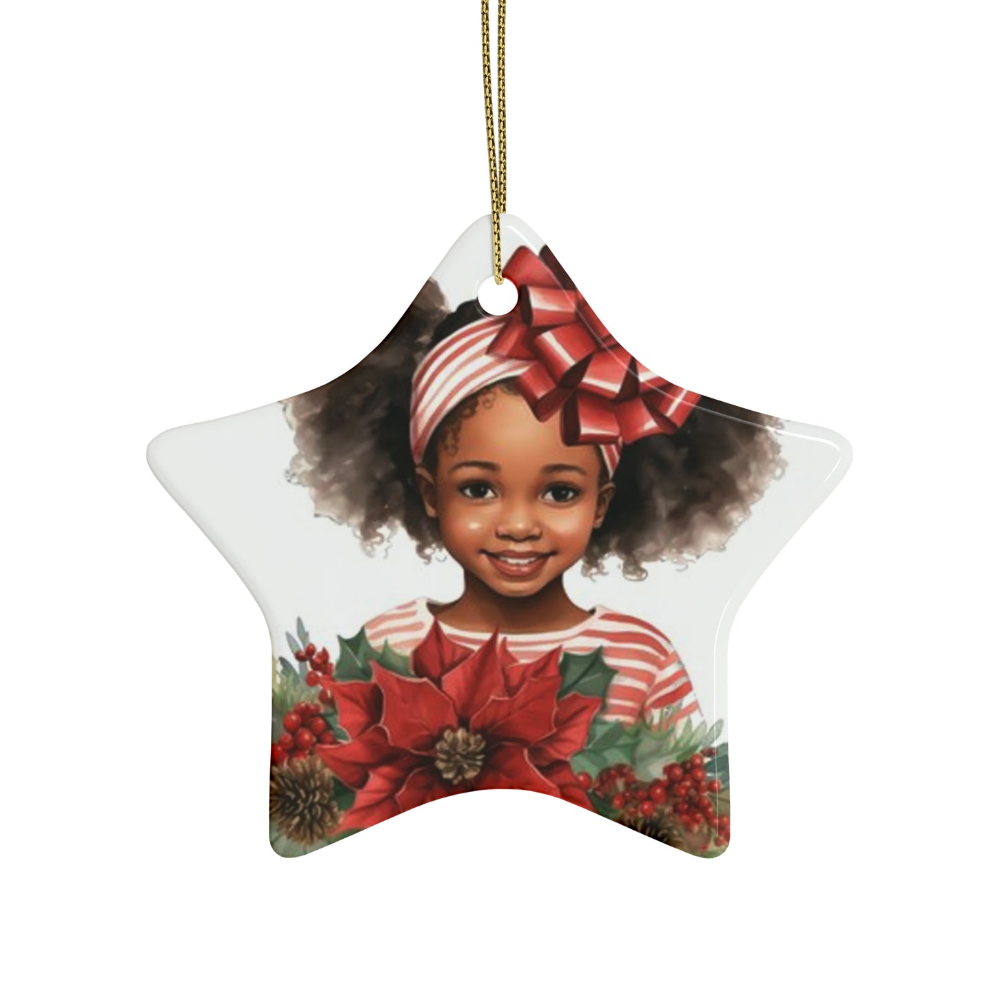 Lil Miss Poinsettia Ceramic Ornaments (1pcs, 5pcs, 10pcs, 20pcs)