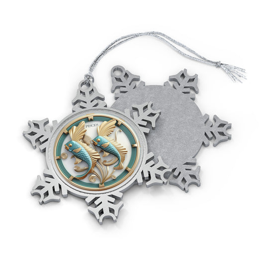 Pisces Pewter Snowflake Ornament