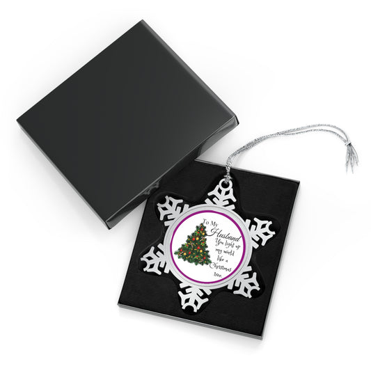 To My Husband Plum Pewter Snowflake Ornament