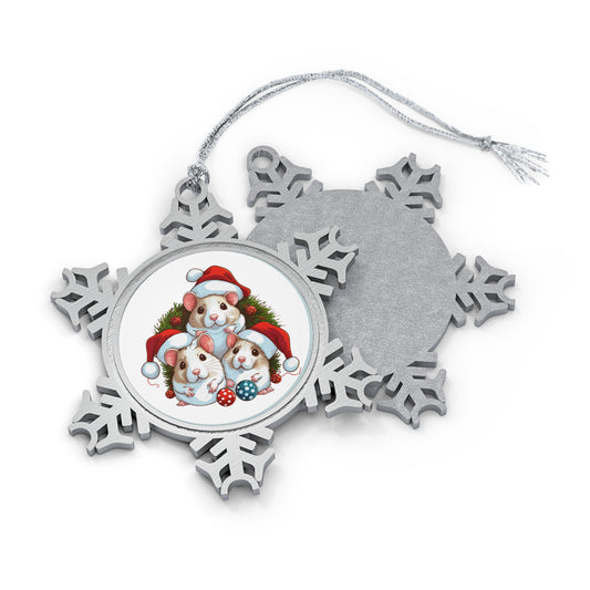 Hamster Family Pewter Snowflake Ornament