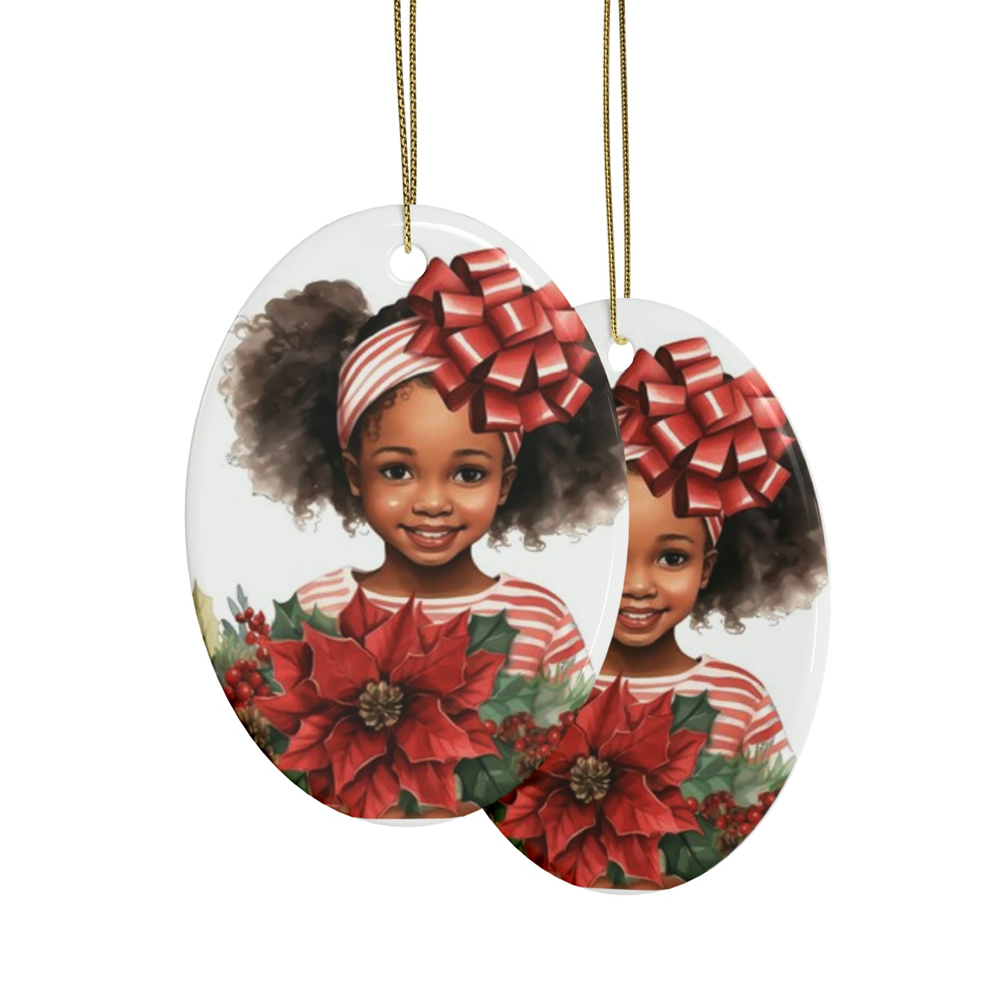 Lil Miss Poinsettia Ceramic Ornaments (1pcs, 5pcs, 10pcs, 20pcs)