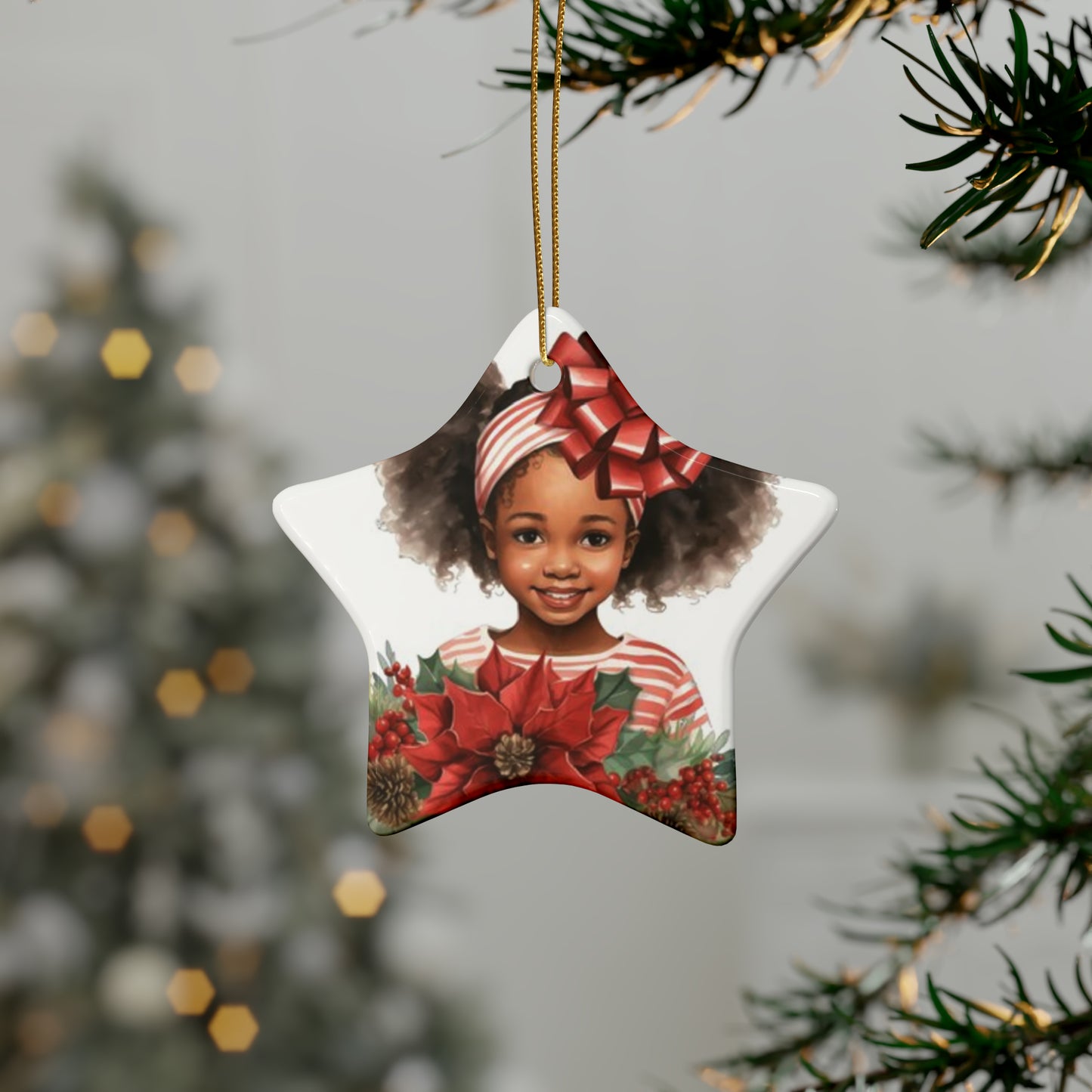 Lil Miss Poinsettia Ceramic Ornaments (1pcs, 5pcs, 10pcs, 20pcs)