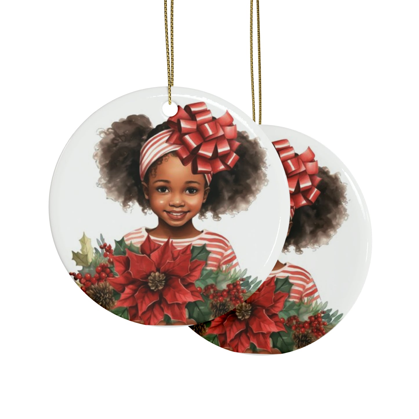 Lil Miss Poinsettia Ceramic Ornaments (1pcs, 5pcs, 10pcs, 20pcs)