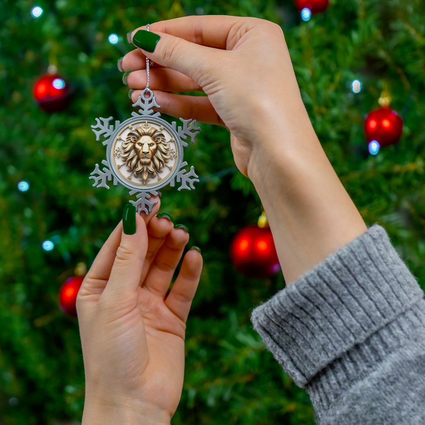 Leo Pewter Snowflake Ornament