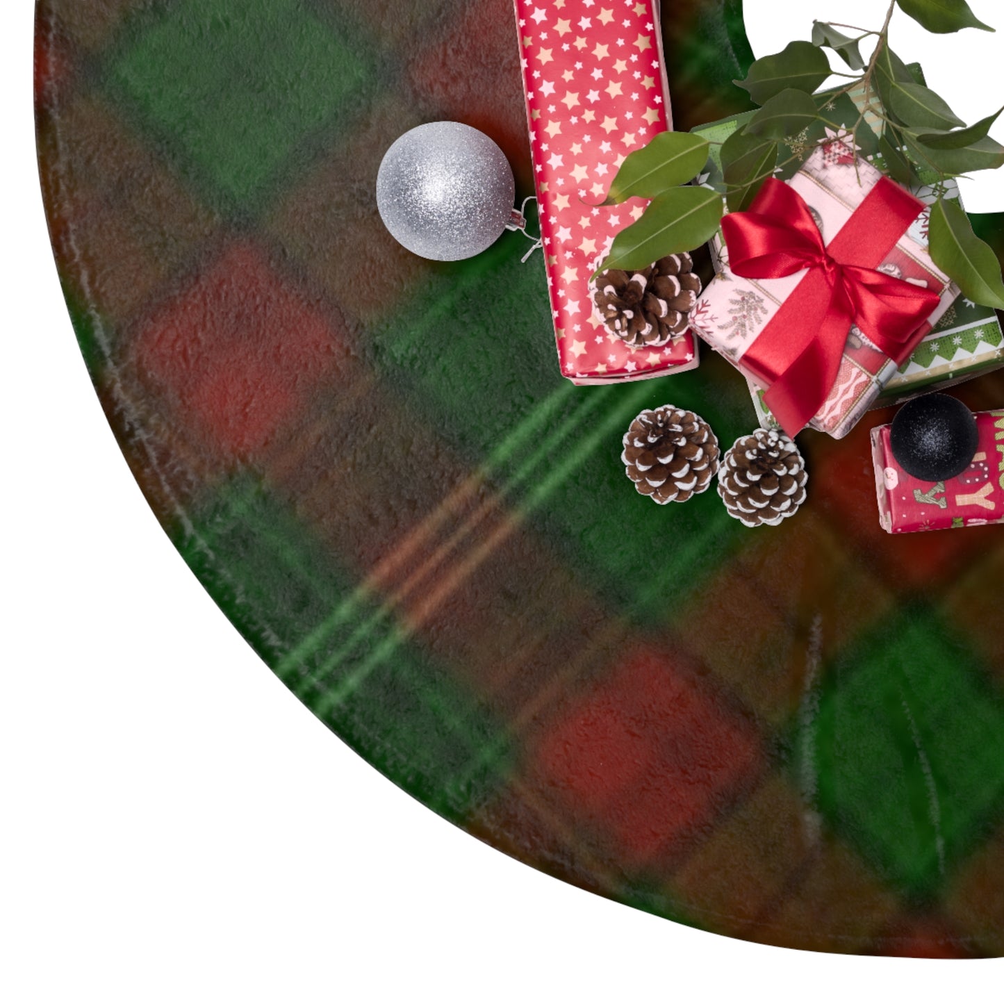 Green Plaid Christmas Tree Skirts