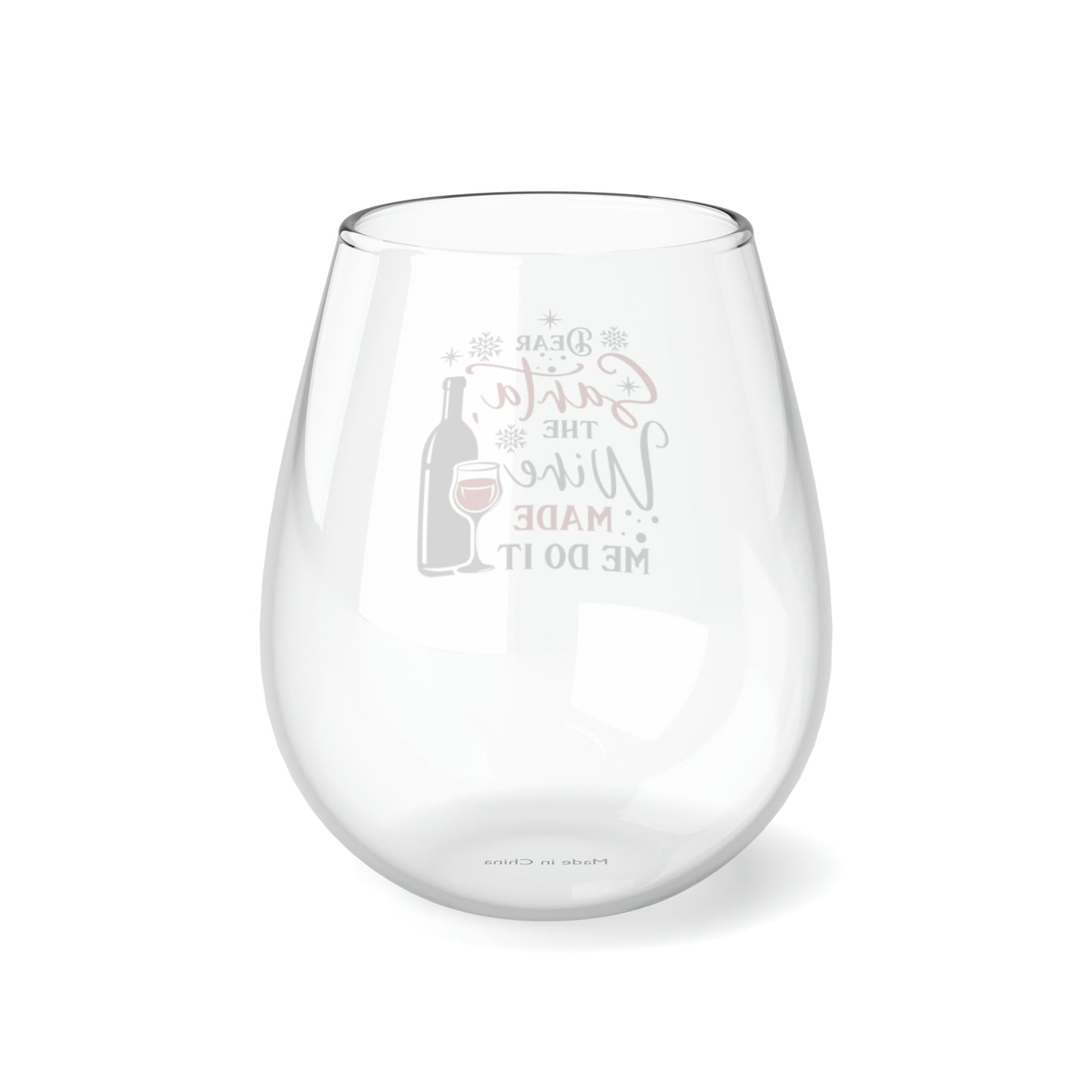 Dear Santa The Wine Stemless Wine Glass, 11.75oz (A-1)