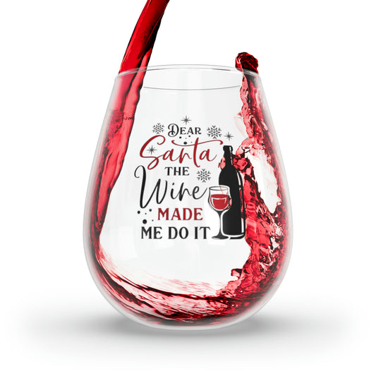 Dear Santa The Wine Stemless Wine Glass, 11.75oz (A-1)