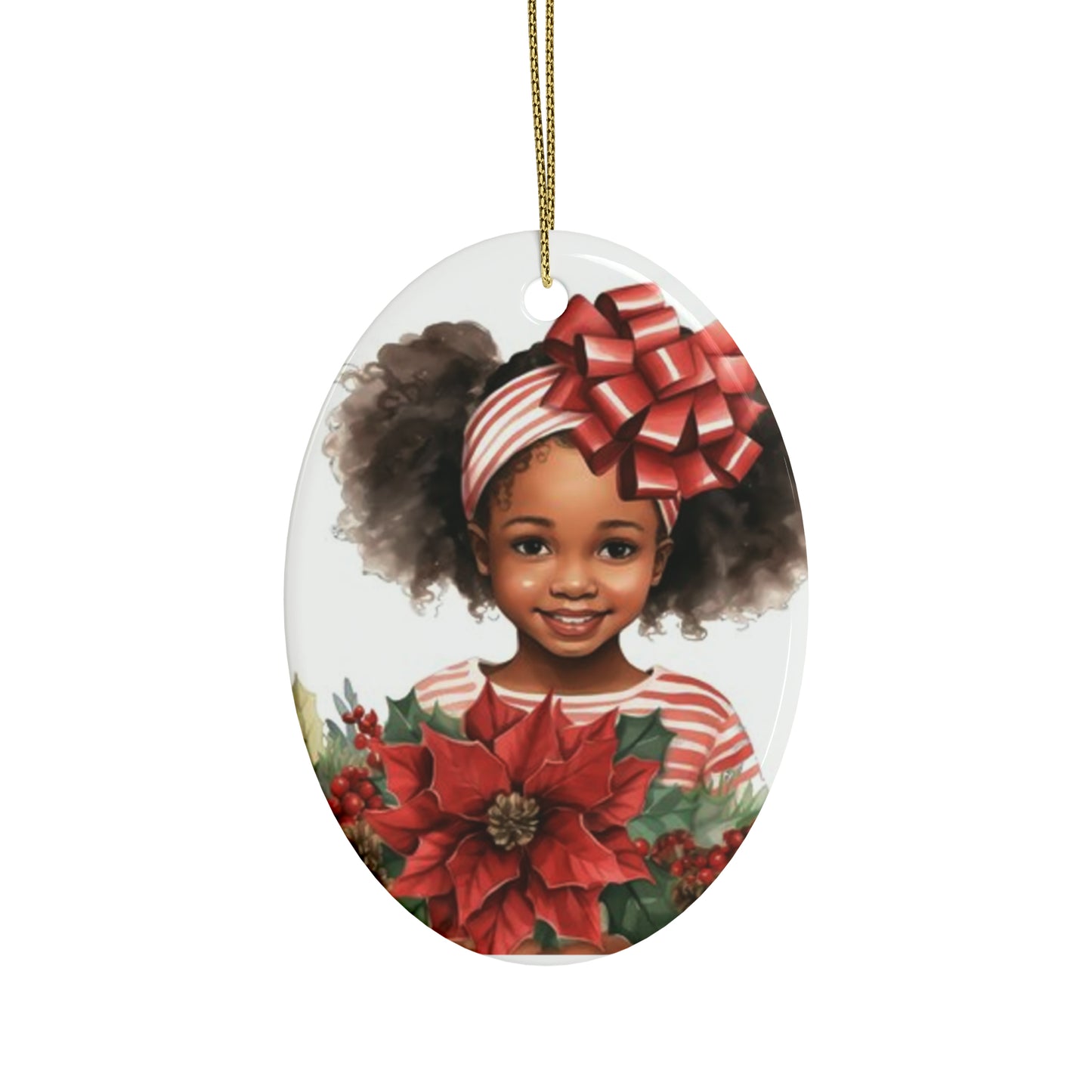 Lil Miss Poinsettia Ceramic Ornaments (1pcs, 5pcs, 10pcs, 20pcs)