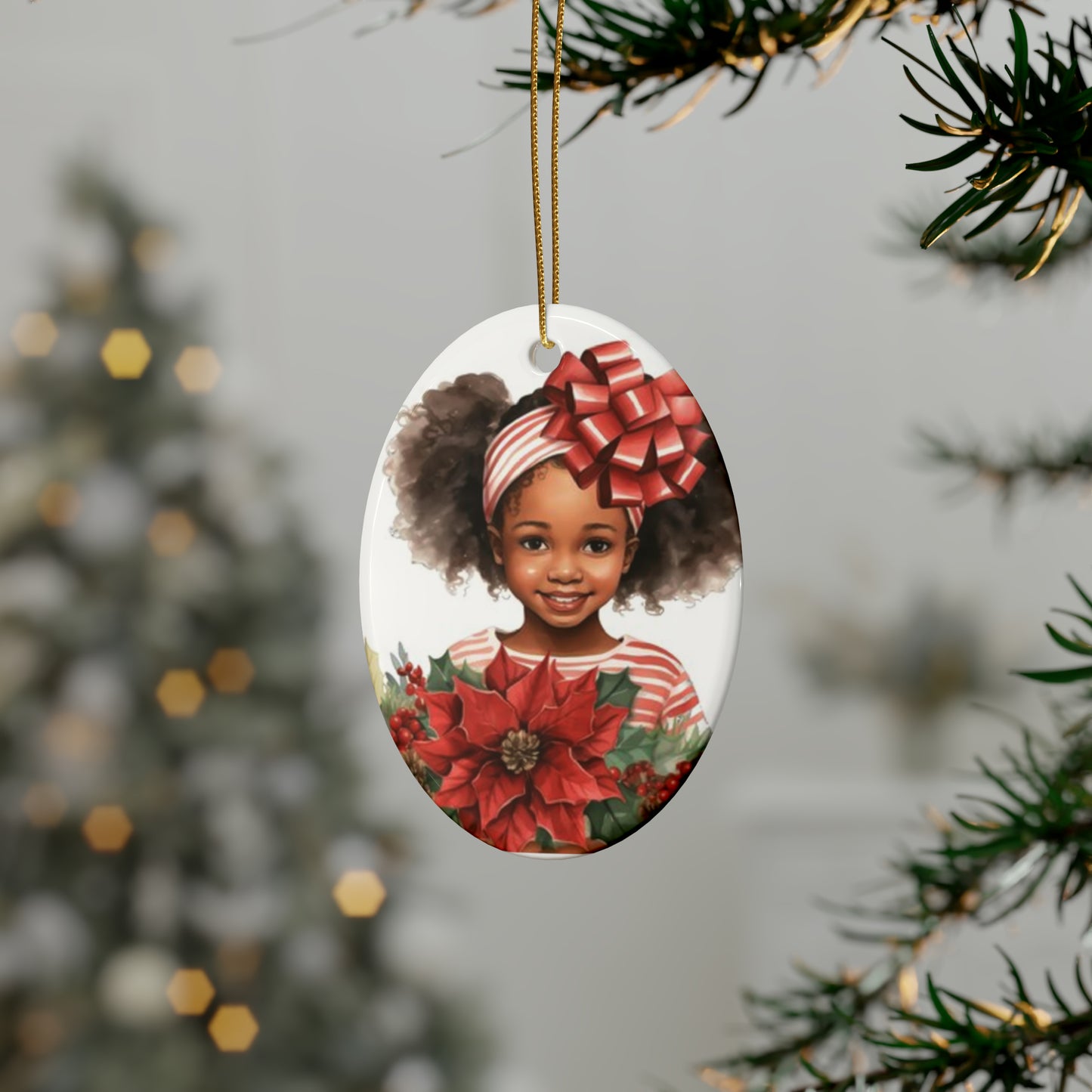 Lil Miss Poinsettia Ceramic Ornaments (1pcs, 5pcs, 10pcs, 20pcs)