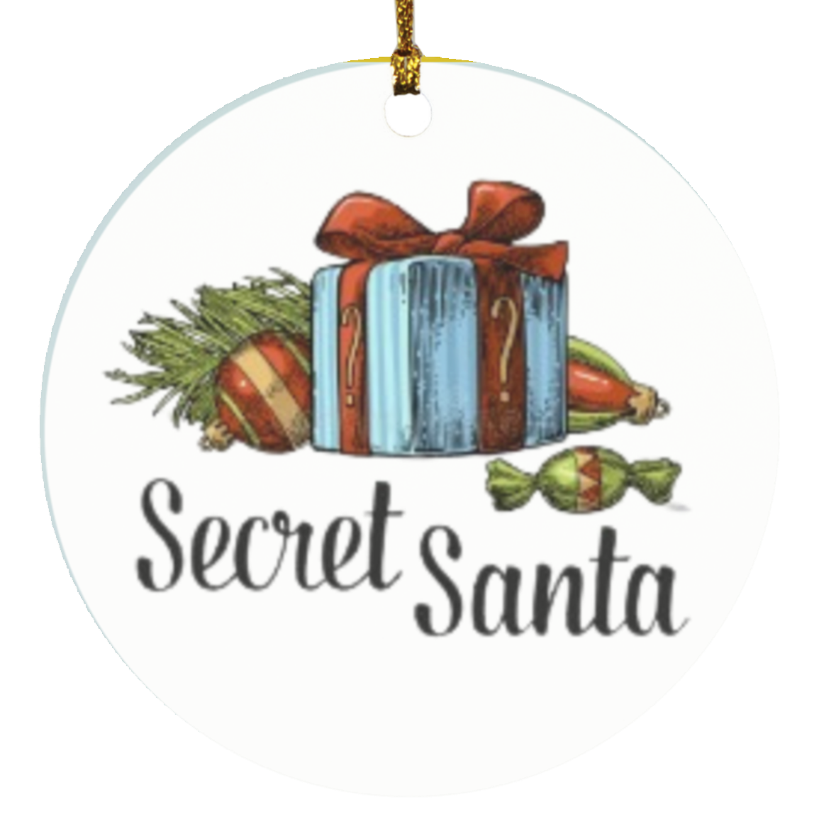 Secret Santa Christmas Circle Ornament