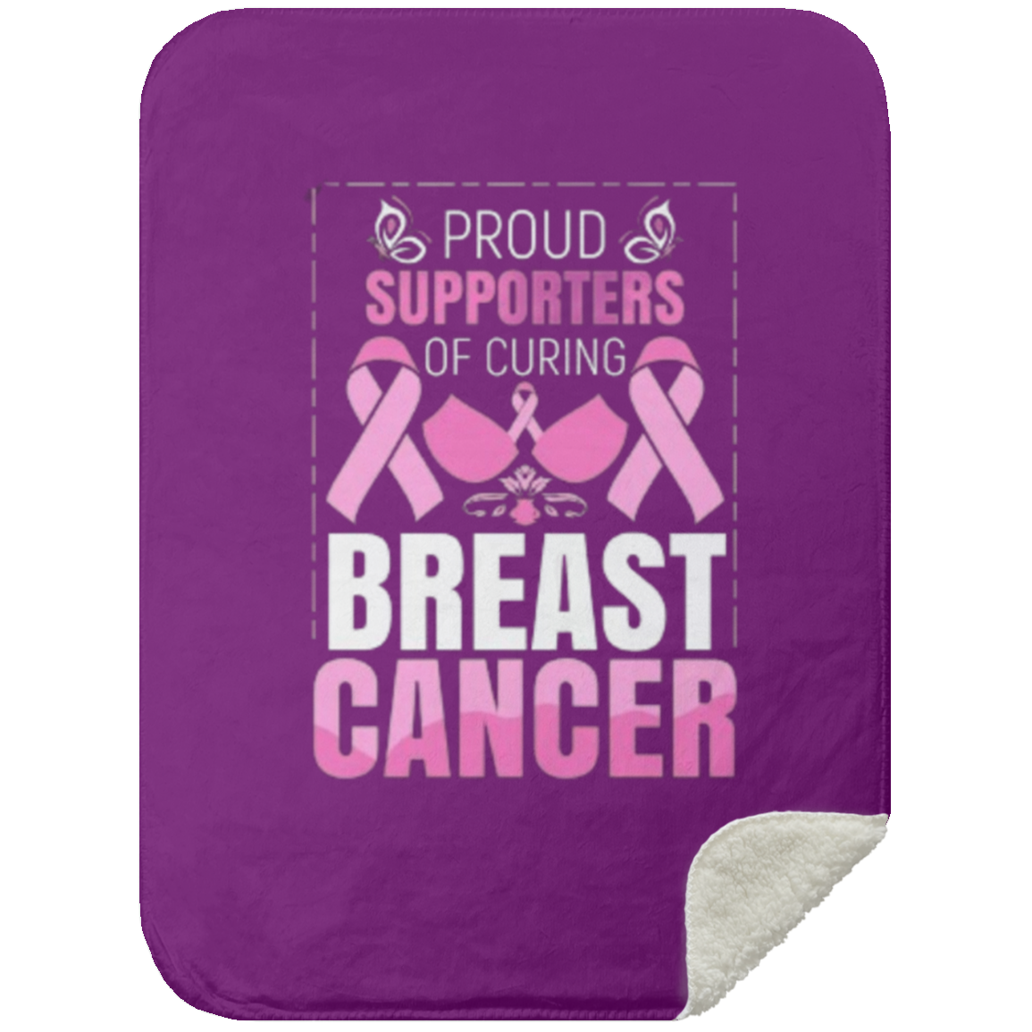 Proud Supporter of Curing Cancer - Mink Sherpa Blanket 30x40