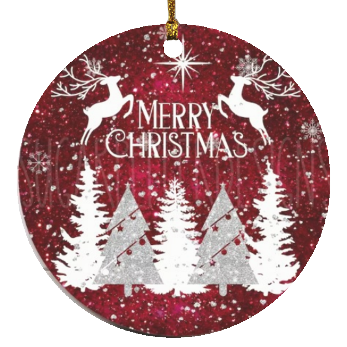 Beautiful red Ornament Merry Christmas Deer  Circle Ornament