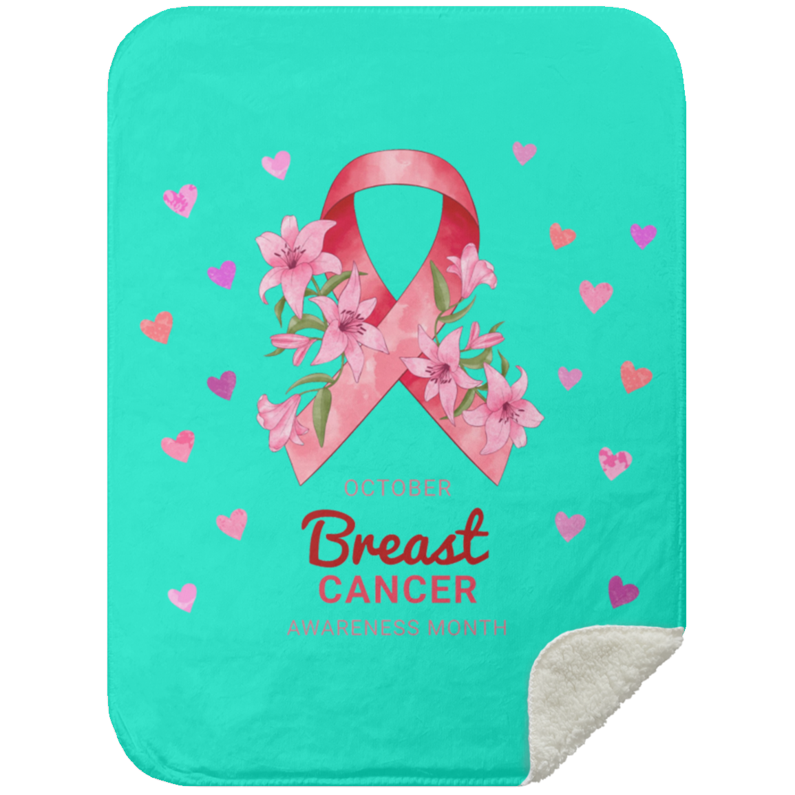 October Breast Cancer Awareness -  Mink Sherpa Blanket 30x40