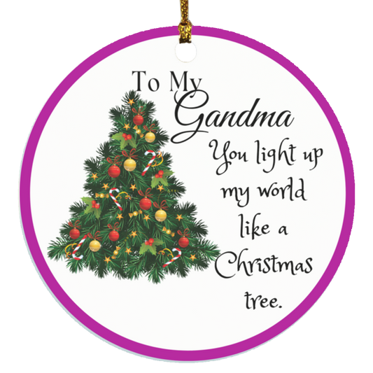 To My Grandma Christmas Circle Ornament