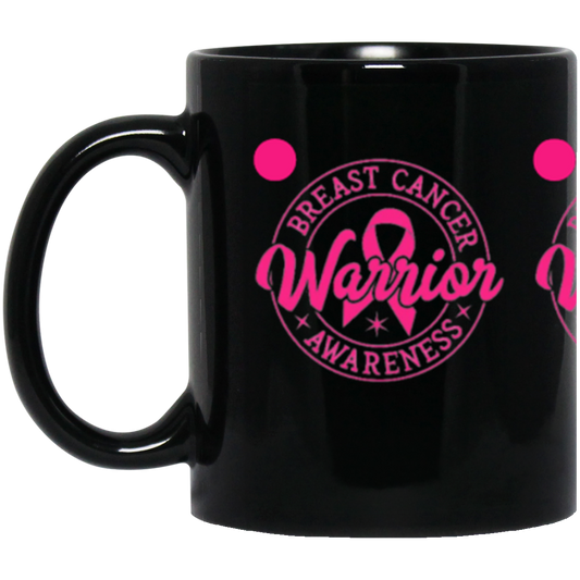 Breast Cancer Warrior Awareness 11OZ 11 oz. Black Mug