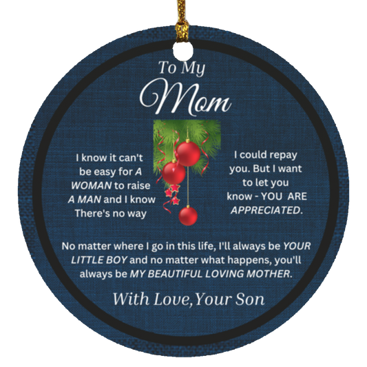 To My Mom  Black Christmas Circle Ornament