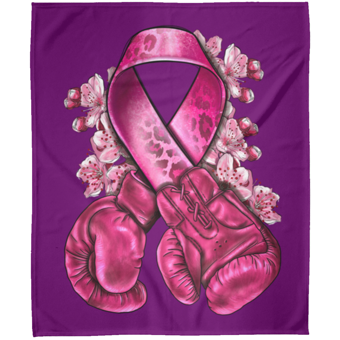 breast_cancer_with_boxing_gloves_nca Boxer Arctic Fleece Blanket 50x60