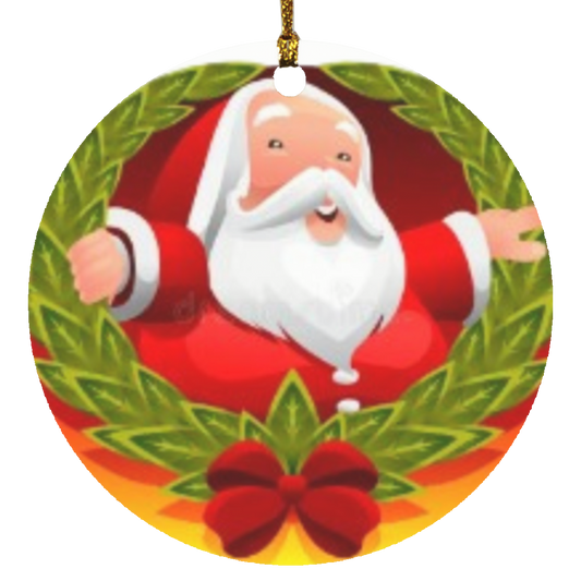 Santa Wreath  Christmas Circle Ornament