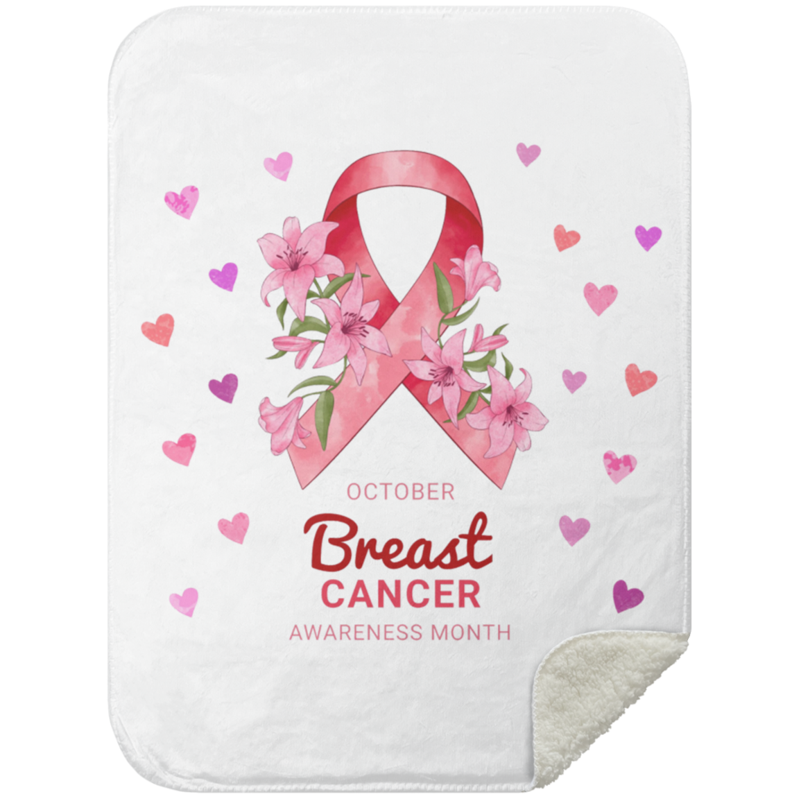 October Breast Cancer Awareness -  Mink Sherpa Blanket 30x40