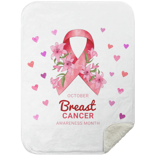 October Breast Cancer Awareness -  Mink Sherpa Blanket 30x40