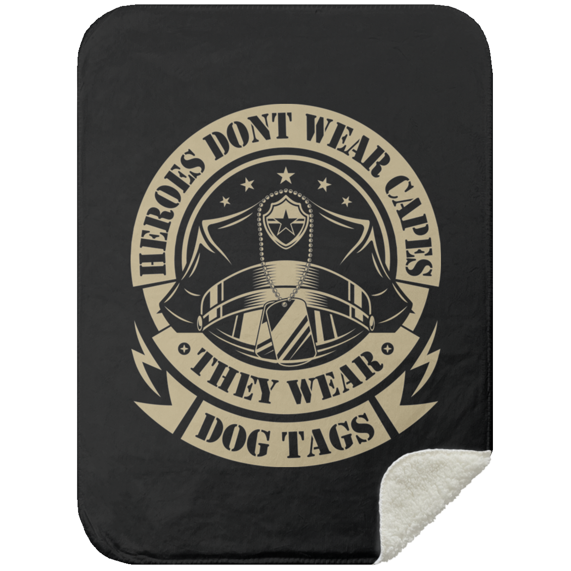 Heroes Wear Dog Tags-Mink Sherpa Blanket 30x40