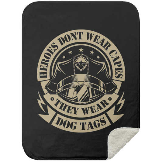 Heroes Wear Dog Tags-Mink Sherpa Blanket 30x40