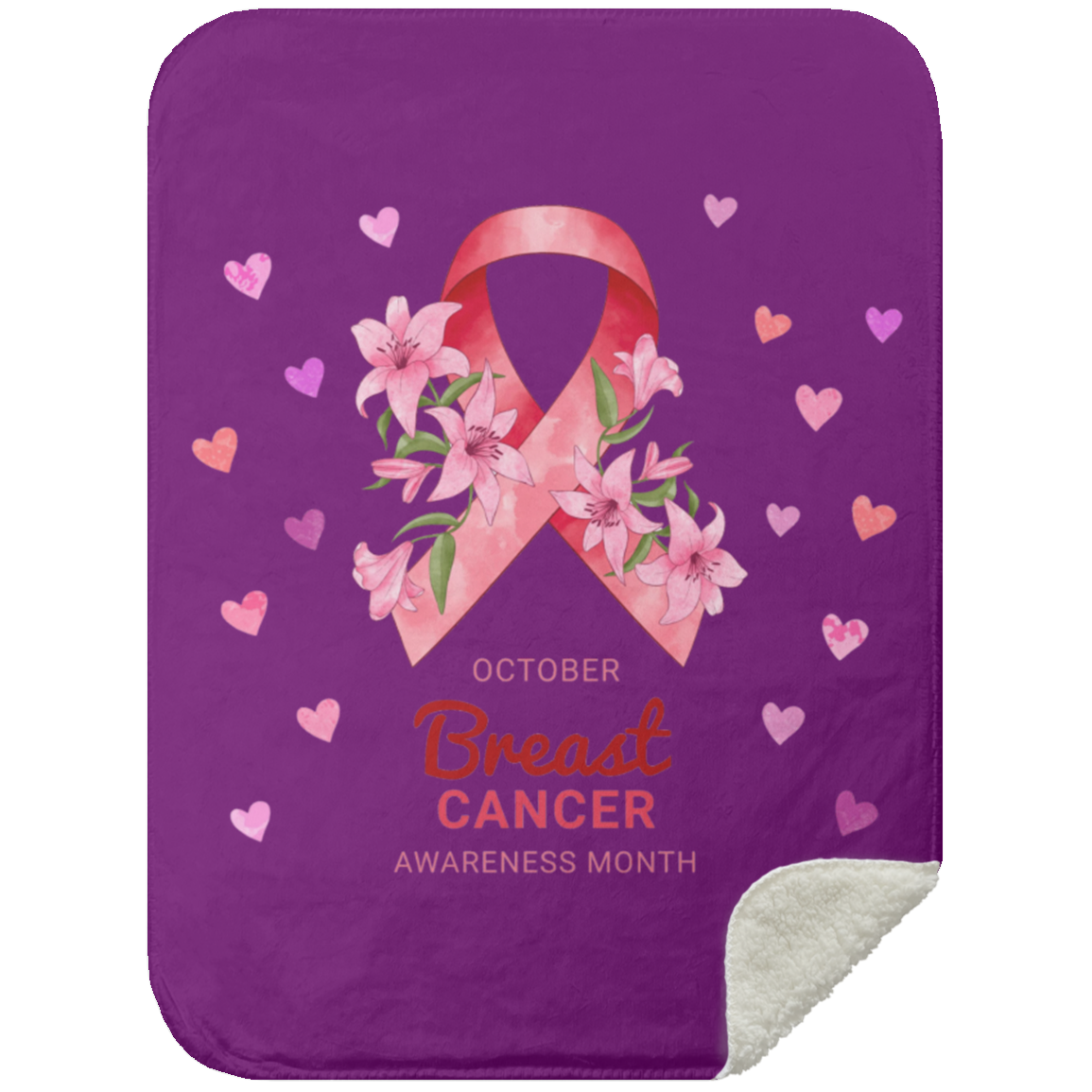 October Breast Cancer Awareness -  Mink Sherpa Blanket 30x40