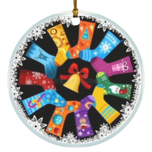 Christmas Stockings Circle Ornament