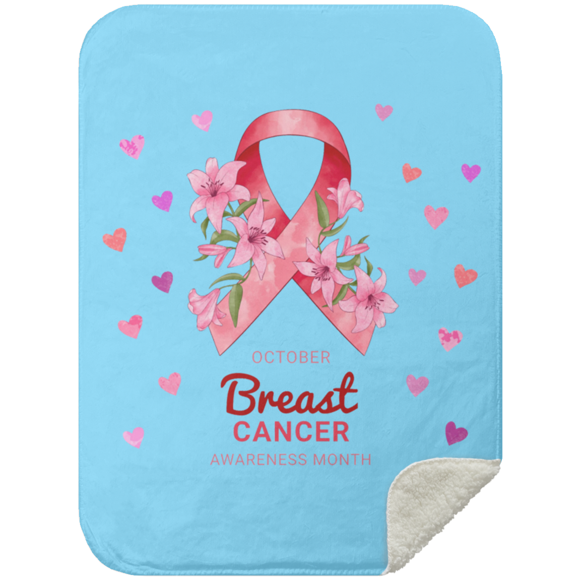 October Breast Cancer Awareness -  Mink Sherpa Blanket 30x40