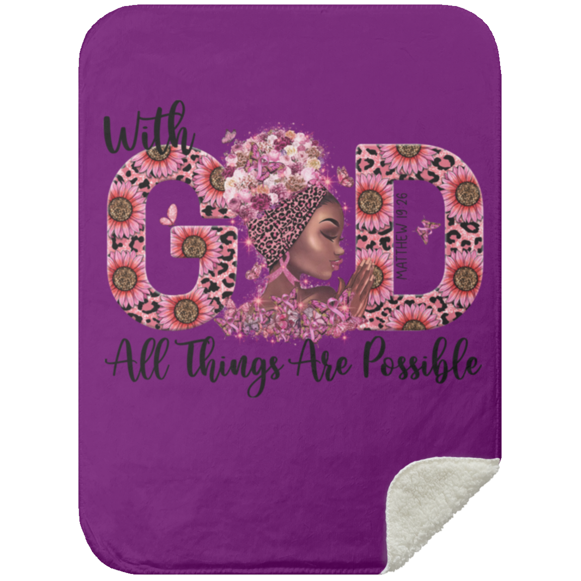 With God All Things -Mink Sherpa Blanket 30x40