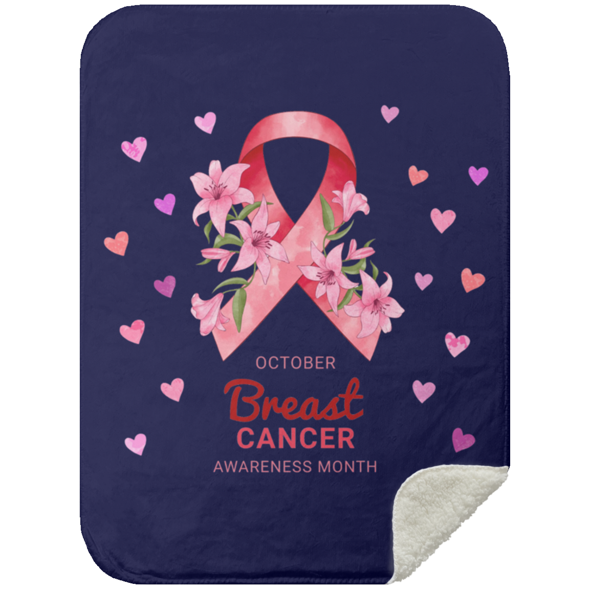 October Breast Cancer Awareness -  Mink Sherpa Blanket 30x40