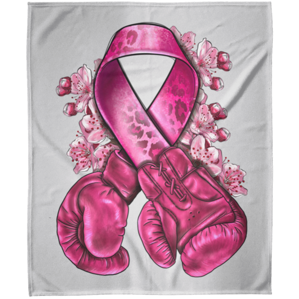 breast_cancer_with_boxing_gloves_nca Boxer Arctic Fleece Blanket 50x60