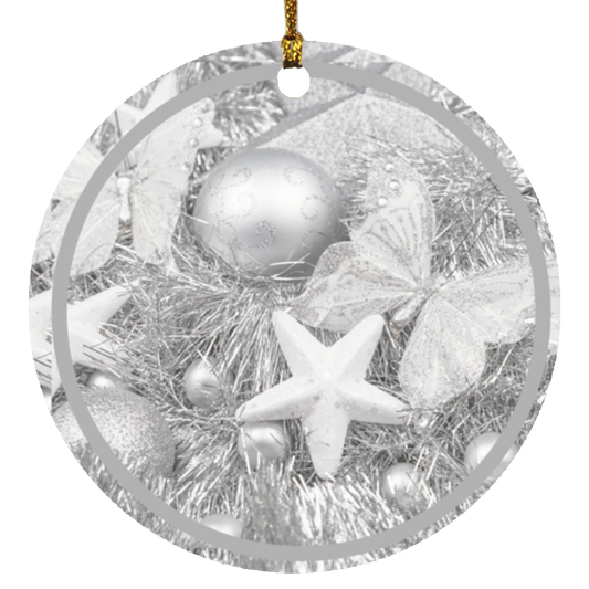 White Christmas Circle Ornament