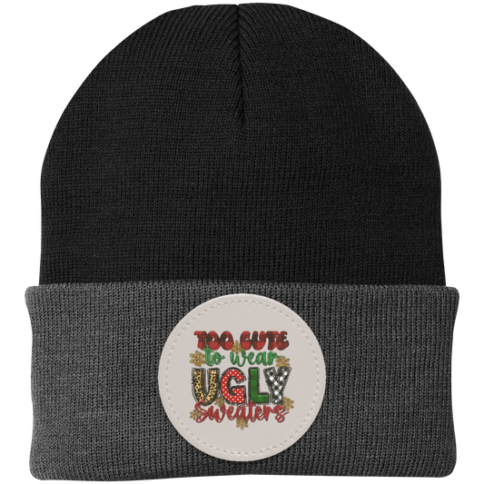 Too Cute To Wear Ugly Knit Cap - Patch