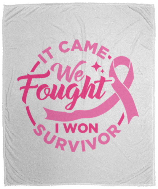 It Came -We Fought-I Won Survivor - Cozy Plush Fleece Blanket - 50x60